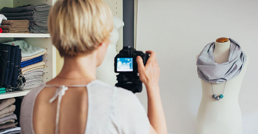 Woman photographing accessories