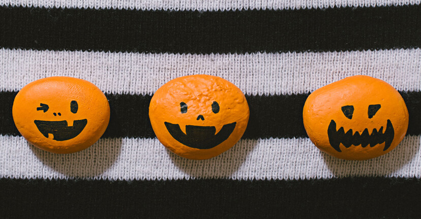 Painted rock pumpkins