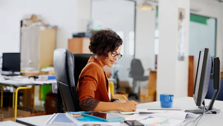 woman at her desk