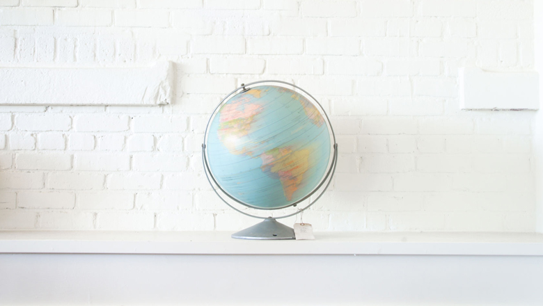 spinning globe on white background