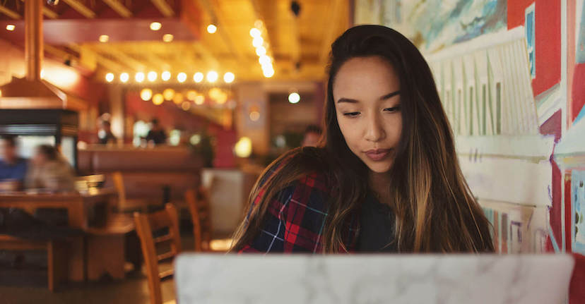 woman on computer