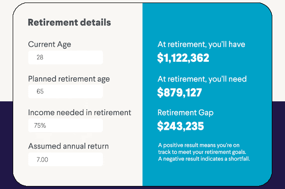 retirement calculator example
