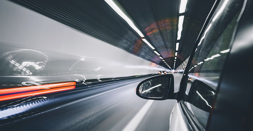 car driving in tunnel