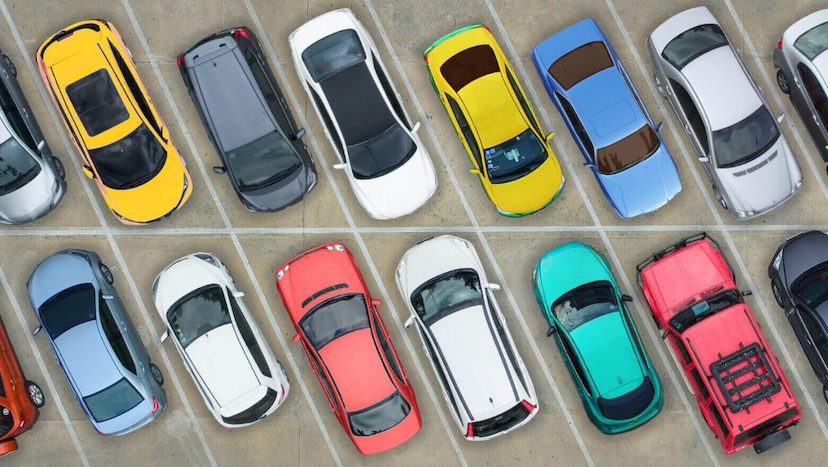 cars in parking lot