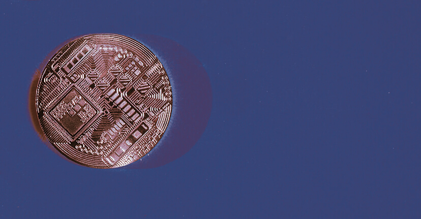 cryptocurrency on blue background