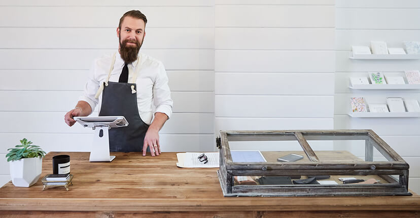 man working at a business