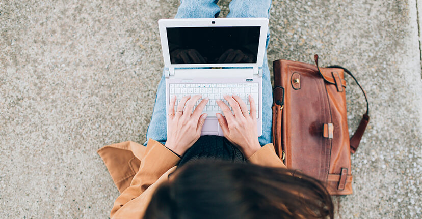 woman on her computer