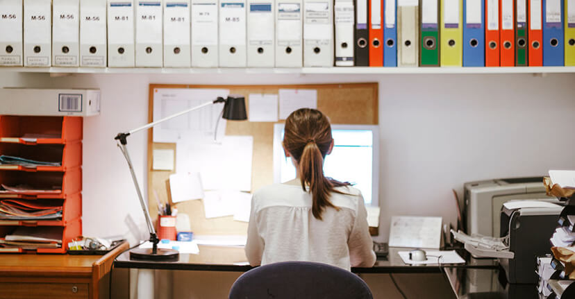 woman at office desk