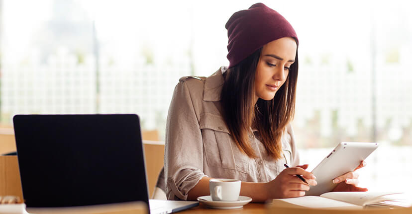 woman on her tablet