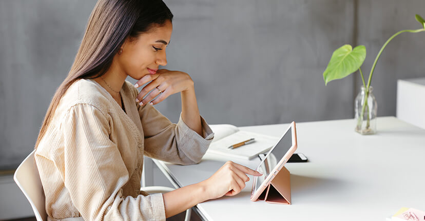 woman on her tablet