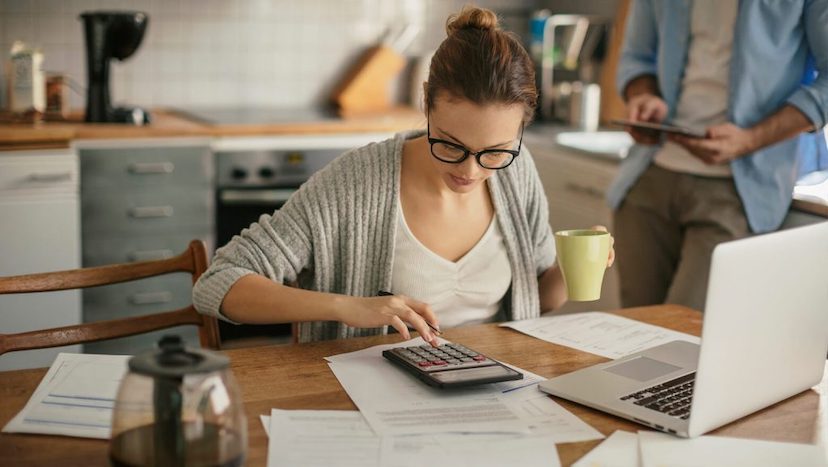 woman doing taxes