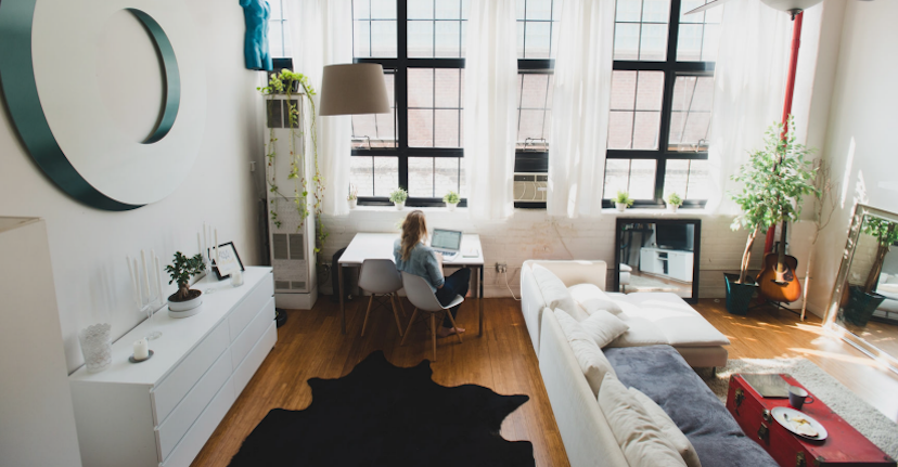 woman working from apartment